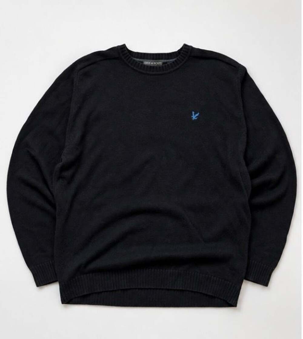 Lyle & Scott Combed Cotton Pullover Sweater Size XL Black